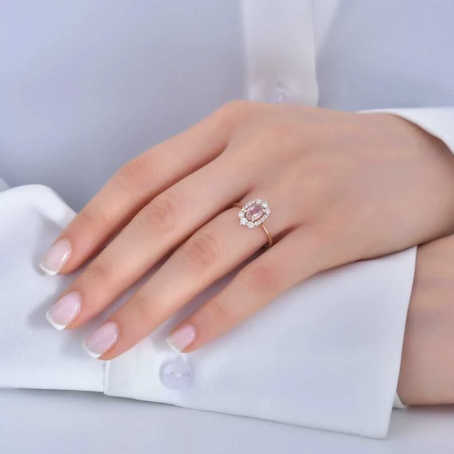 1.06 Karat Pırlanta Morganit Yüzük - 3