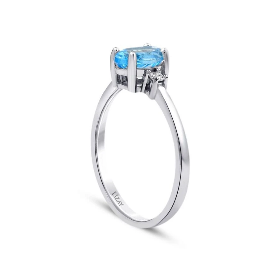 1.07 Karat Pırlanta Blue Topaz Yüzük - 2
