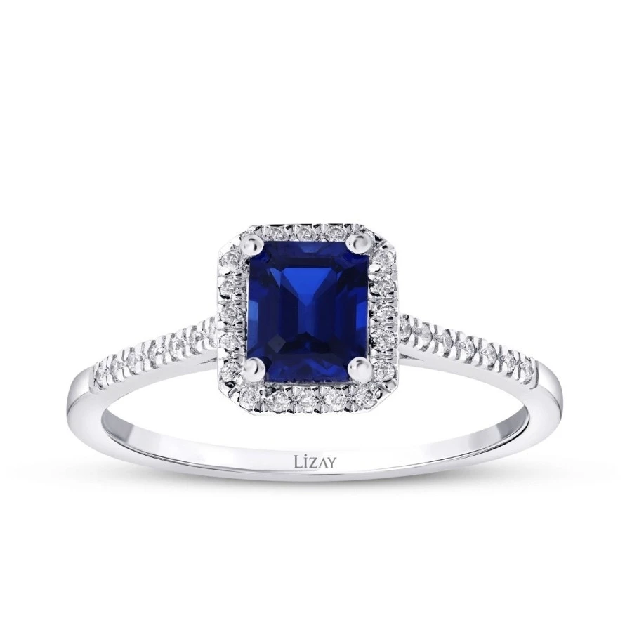 1.07 Karat Pırlanta Safir Yüzük - 1