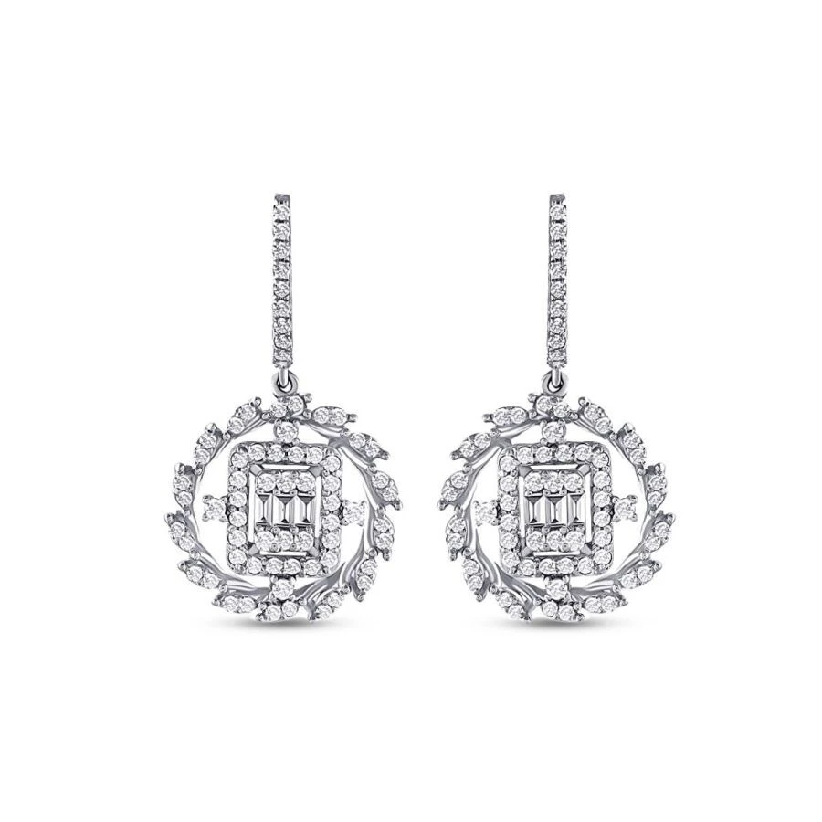 1.10 Karat Pırlanta Baget Küpe - 2