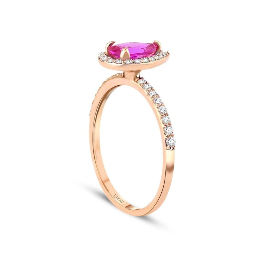1.10 Karat Pırlanta Pembe Safir Yüzük - 2
