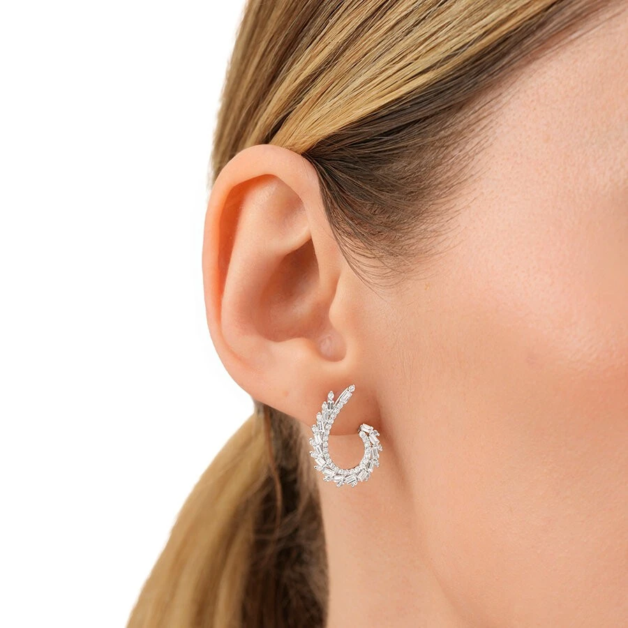 1.12 Karat Pırlanta Baget Küpe - 3