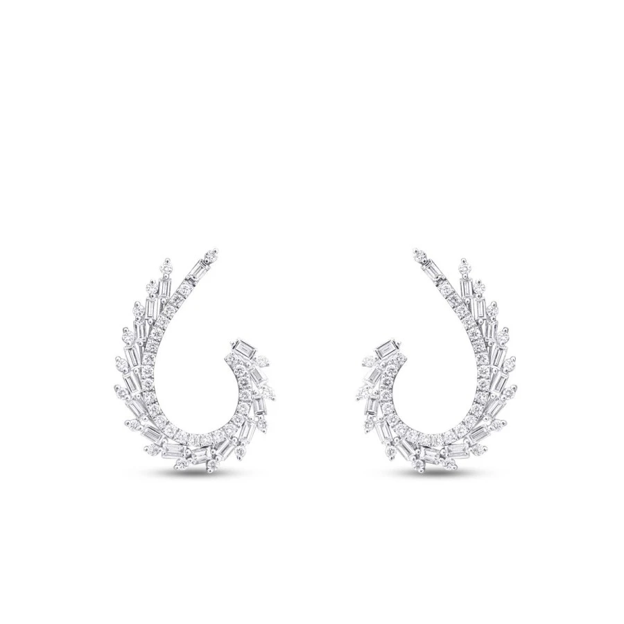 1.12 Karat Pırlanta Baget Küpe - 2