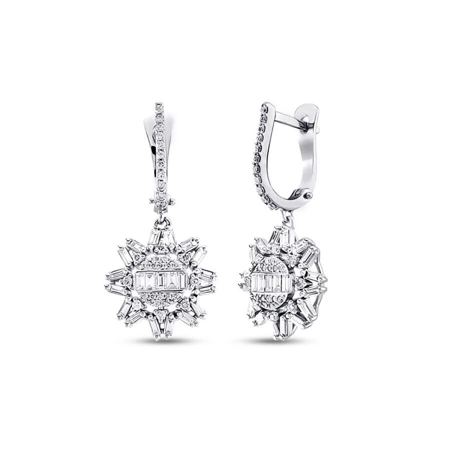 1.15 Karat Pırlanta Baget Küpe - 1