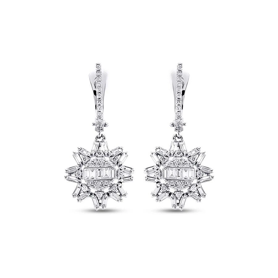 1.15 Karat Pırlanta Baget Küpe - 2