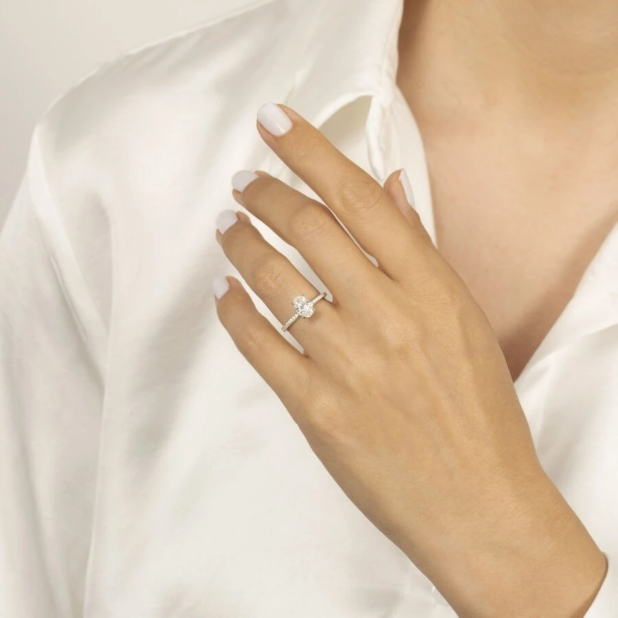 1.15 Karat Pırlanta Oval Tektaş Yüzük - 3