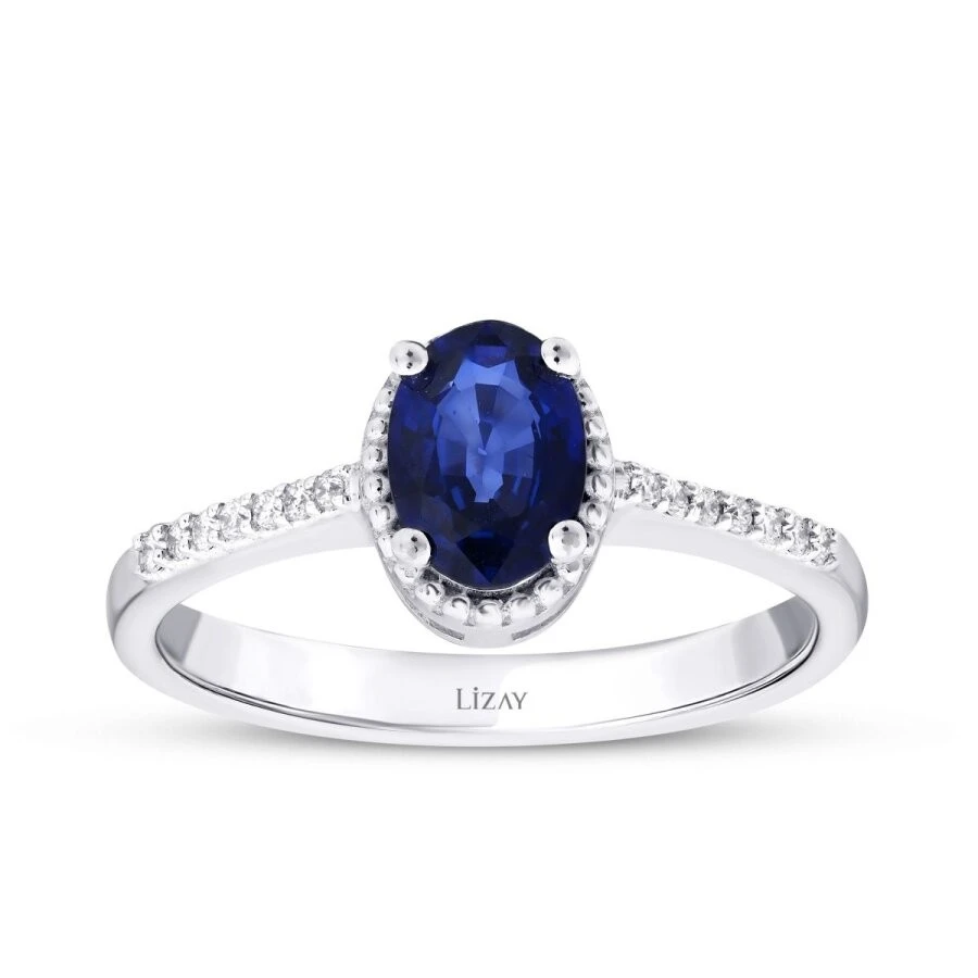 1.15 Karat Pırlanta Safir Yüzük - 1