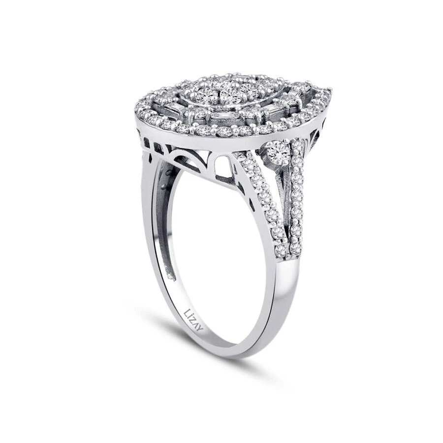 1.19 Karat Pırlanta Baget Damla Yüzük - 2