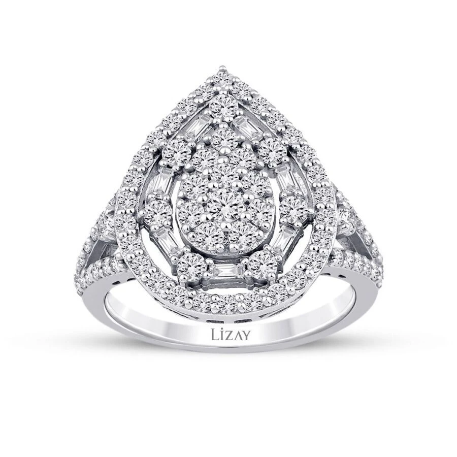 1.19 Karat Pırlanta Baget Damla Yüzük - 1