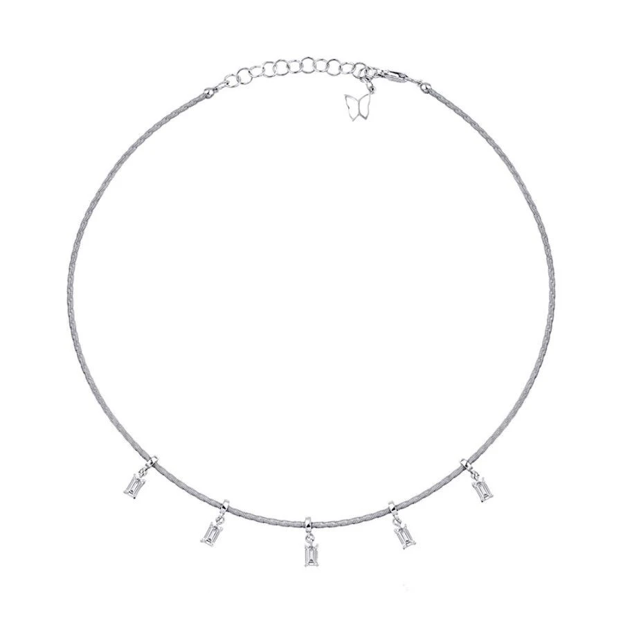 1.24 Karat Pırlanta Baget Choker Kolye - 1
