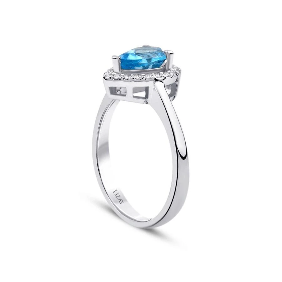 1.27 Karat Pırlanta Blue Topaz Yüzük - 2