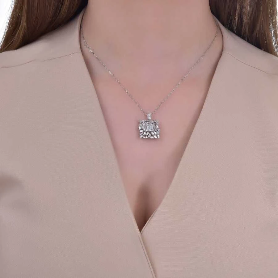1.29 Karat Pırlanta Baget Kolye - 3
