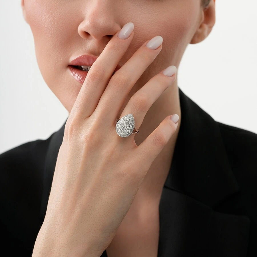 1.30 Karat Pırlanta Trend Damla Yüzük - 3