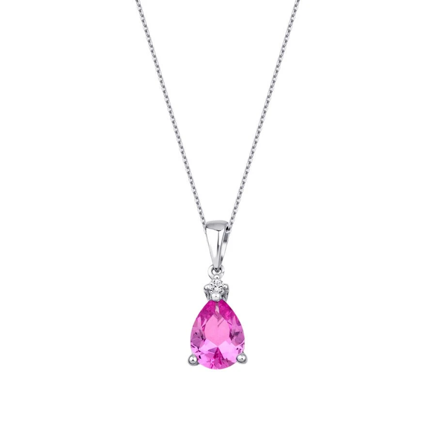1.32 Karat Pırlanta Pink Safir Kolye - 1