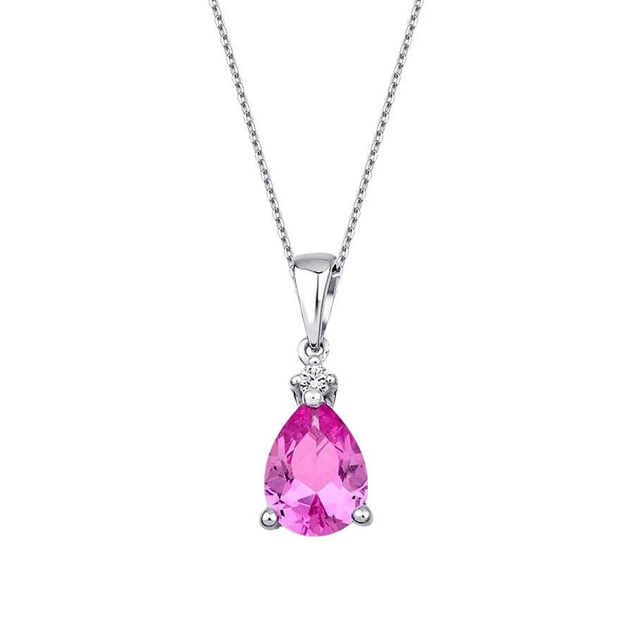 1.32 Karat Pırlanta Pink Safir Kolye - 2