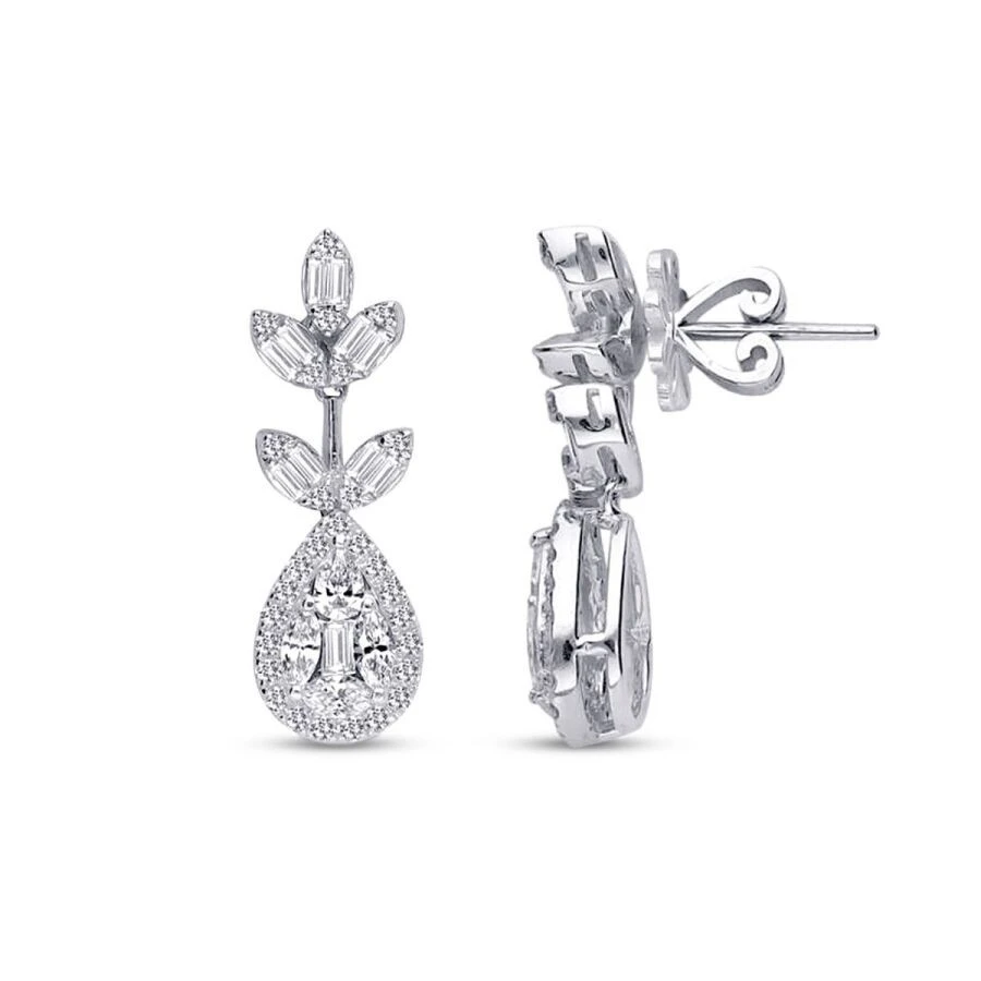 1.34 Karat Pırlanta Baget Küpe - 1