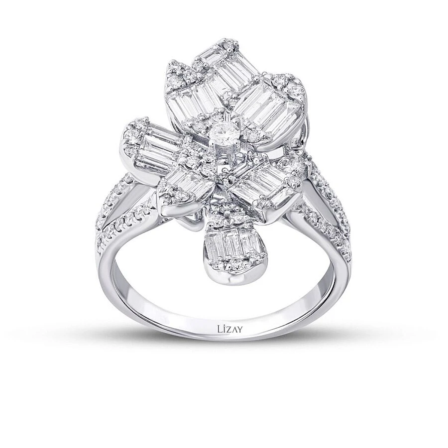 1.34 Karat Pırlanta Bagetli Trend Yüzük - 1