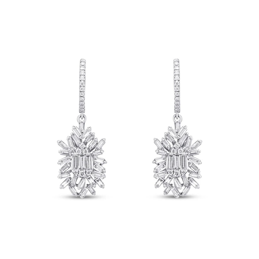 1.36 Karat Pırlanta Baget Küpe - 2