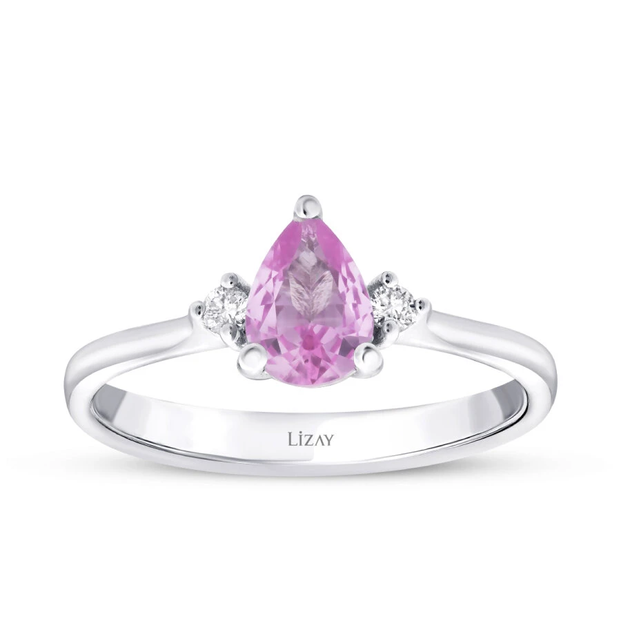 1.36 Karat Pırlanta Pembe Safir Yüzük - 1