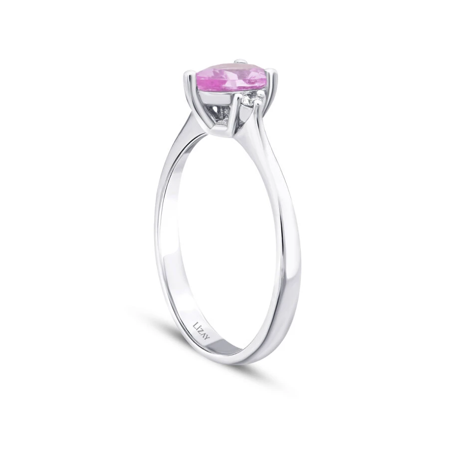 1.36 Karat Pırlanta Pembe Safir Yüzük - 2