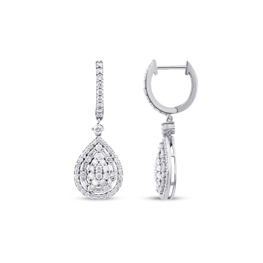 1.39 Karat Pırlanta Baget Küpe - 1