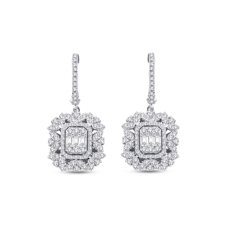 1.41 Karat Pırlanta Baget Küpe - 2