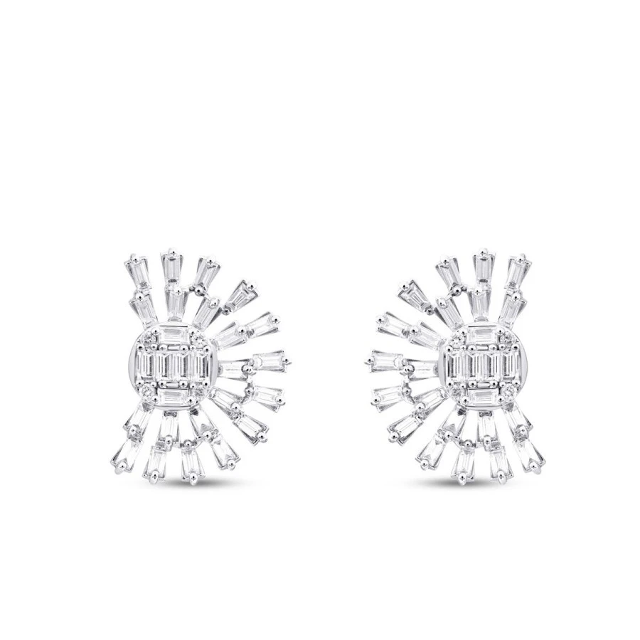 1.42 Karat Pırlanta Baget Küpe - 2