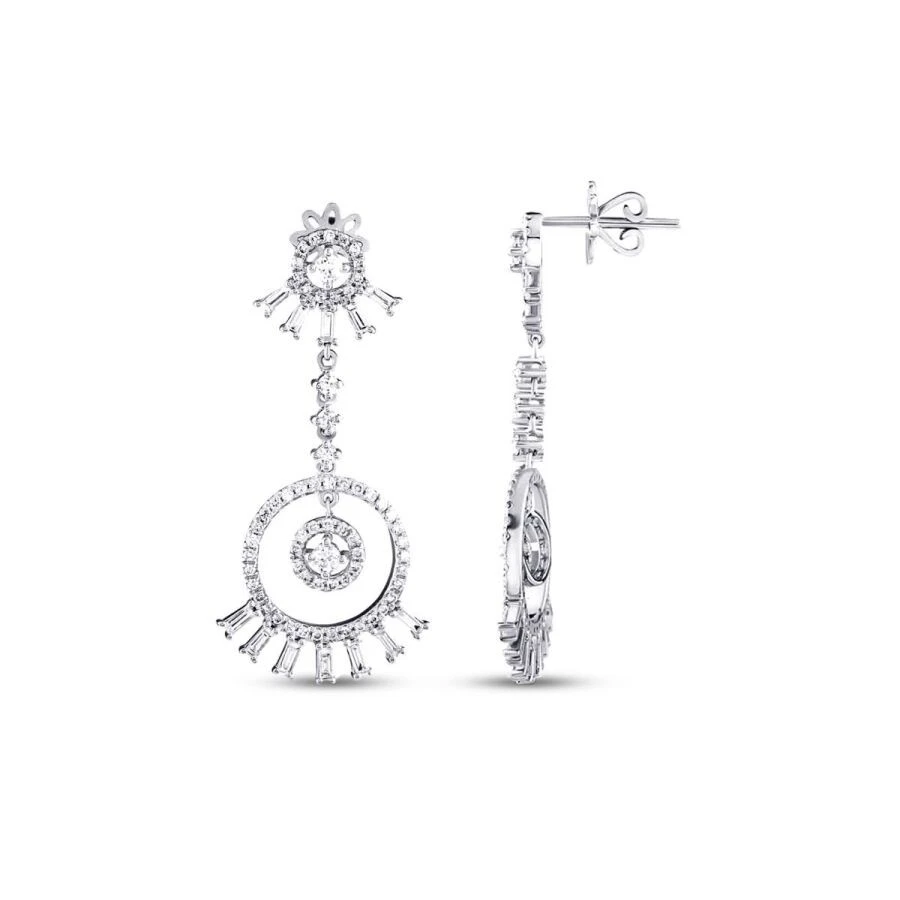 1.44 Karat Pırlanta Baget Küpe - 1