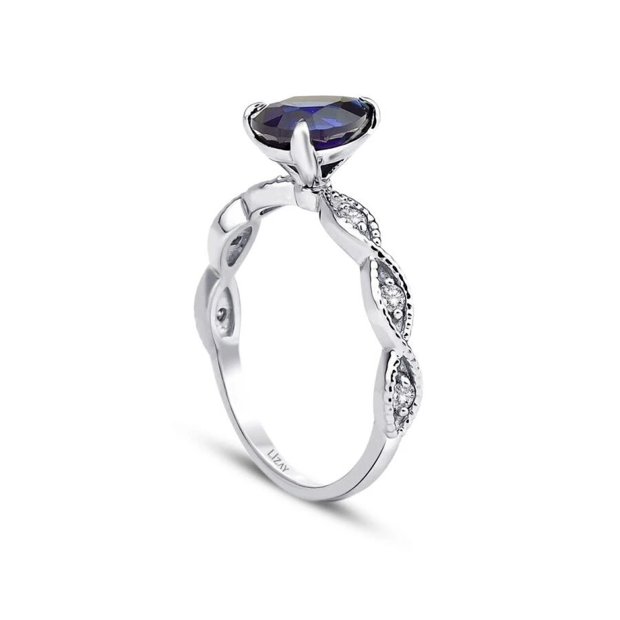 1.45 Karat Pırlanta Damla Safir Yüzük - 2