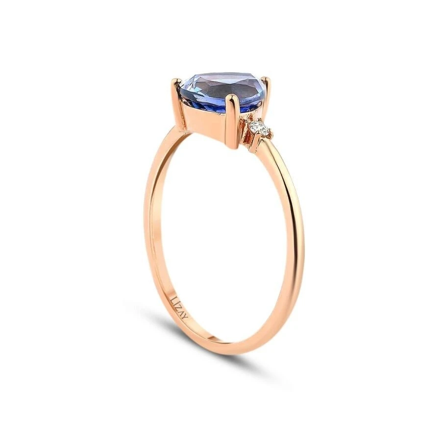 1.46 Karat Pırlanta Safir Yüzük - 2