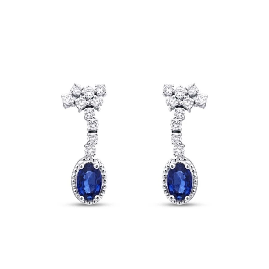 1.56 Karat Pırlanta Safir Küpe - 2