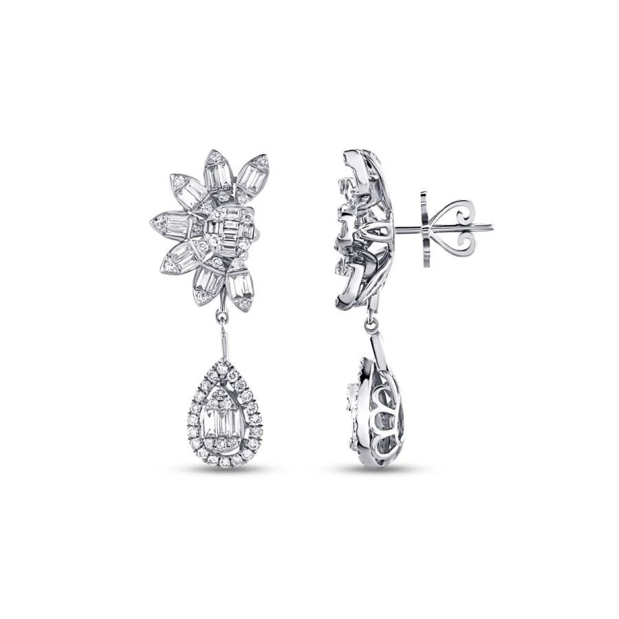 1.59 Karat Pırlanta Baget Küpe - 1