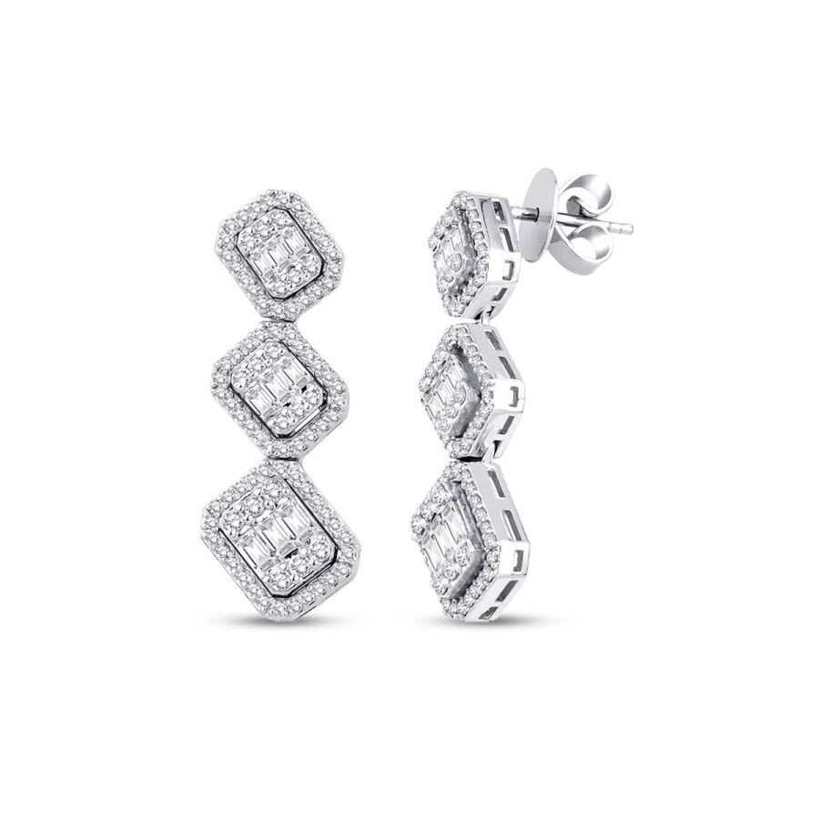 1.60 Karat Pırlanta Baget Küpe - 1