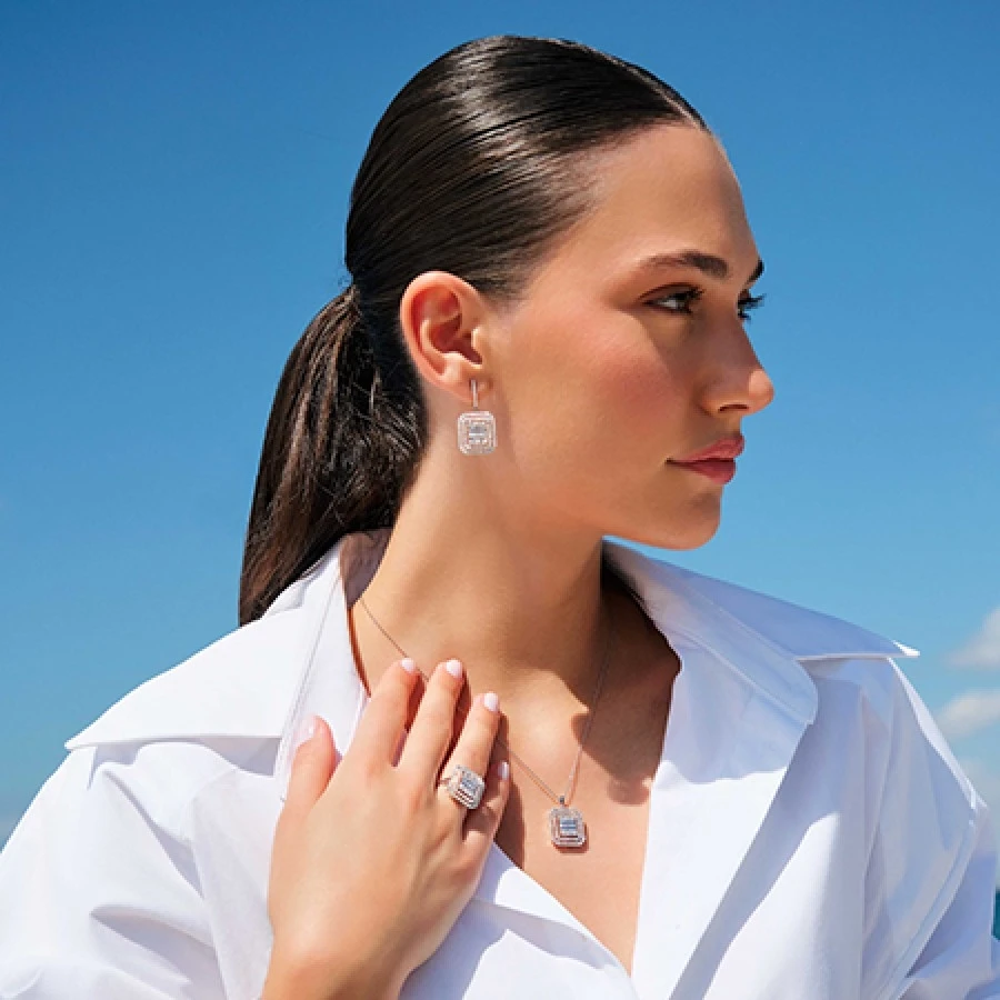 1.62 Karat Pırlanta Baget Küpe - 5