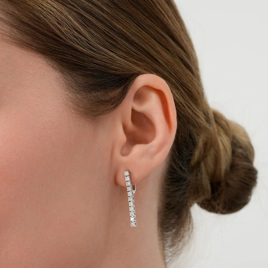 1.63 Karat Pırlanta Su Yolu Küpe - 3