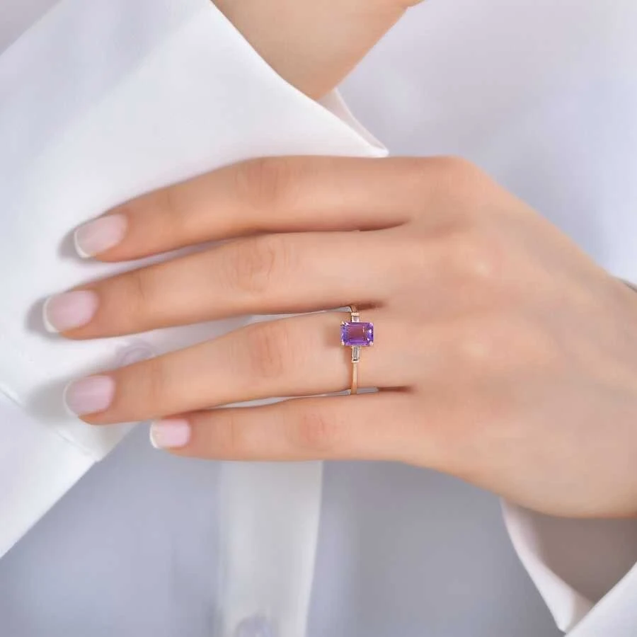 1.68 Karat Pırlanta Ametist Yüzük - 3