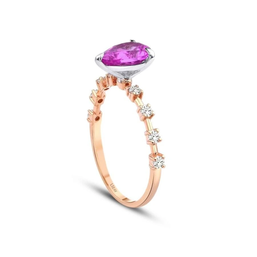 1.78 Karat Pırlanta Pink Safir Yüzük - 2