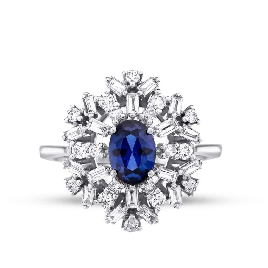 1.80 Karat Pırlanta Safir Yüzük - 1