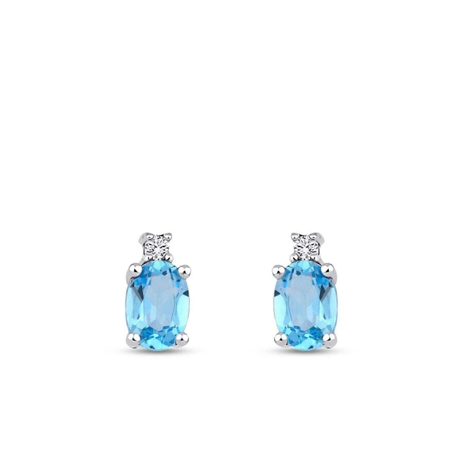1.89 Karat Pırlanta Blue Topaz Küpe - 2