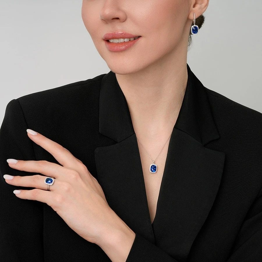 1.96 Karat Pırlanta Safir Kolye - 4