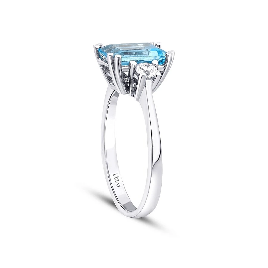 2.85 Karat Pırlanta Blue Topaz Kare Yüzük - 2