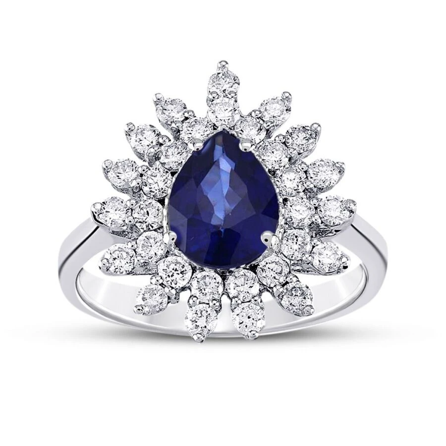 2.13 Karat Pırlanta Safir Yüzük - 1