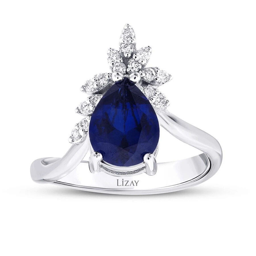 2.19 Karat Pırlanta Safir Yüzük - 1