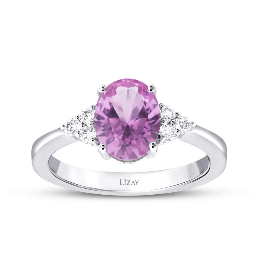 2.48 Karat Pırlanta Pembe Safir Yüzük - 1