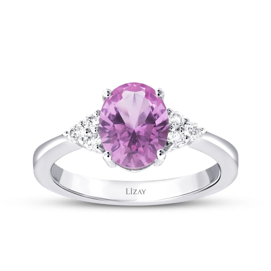 2.48 Karat Pırlanta Pink Safir Yüzük - 1