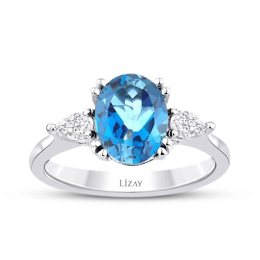 2.51 Karat Pırlanta Aqua Marin Yüzük - 1