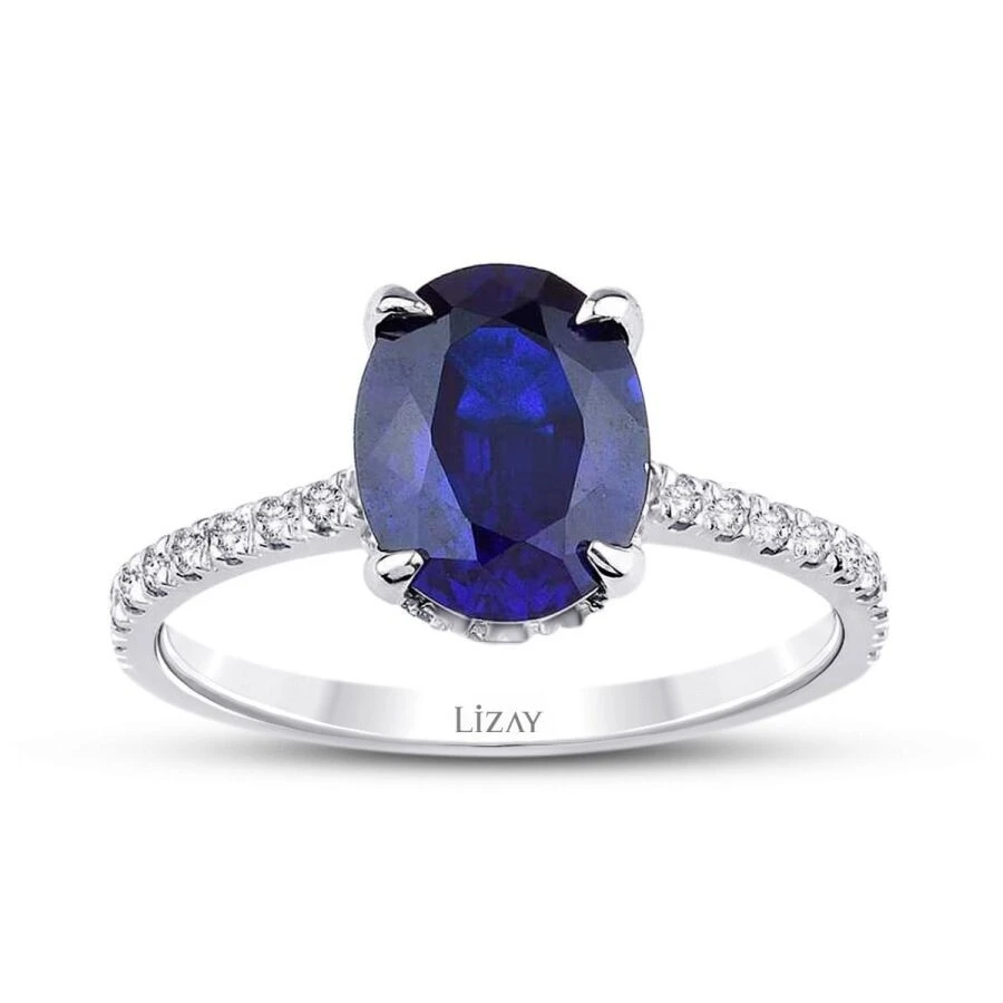 2.56 Karat Pırlanta Safir Yüzük - 1