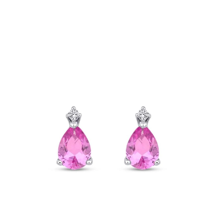 2.66 Karat Pırlanta Pembe Safir Küpe - 2