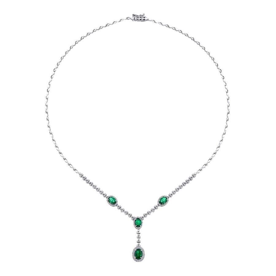 2.84 Karat Pırlanta Zümrüt Gerdanlık - 1