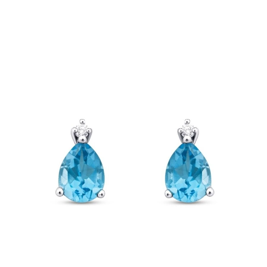 2.88 Karat Pırlanta Blue Topaz Küpe - 2